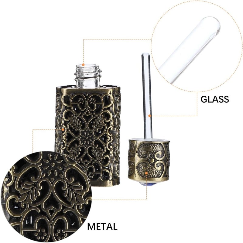 OSALADI Hollow Metal Essential Oil Dropper Bottle Empty Refillable Perfume Bottle Elegant Rhinestone Glass Perfume Vial Scent Bottles for Home Travel Indoor Deocr ( Green Patina 3ML/ 0. 1OZ ) - Image 1