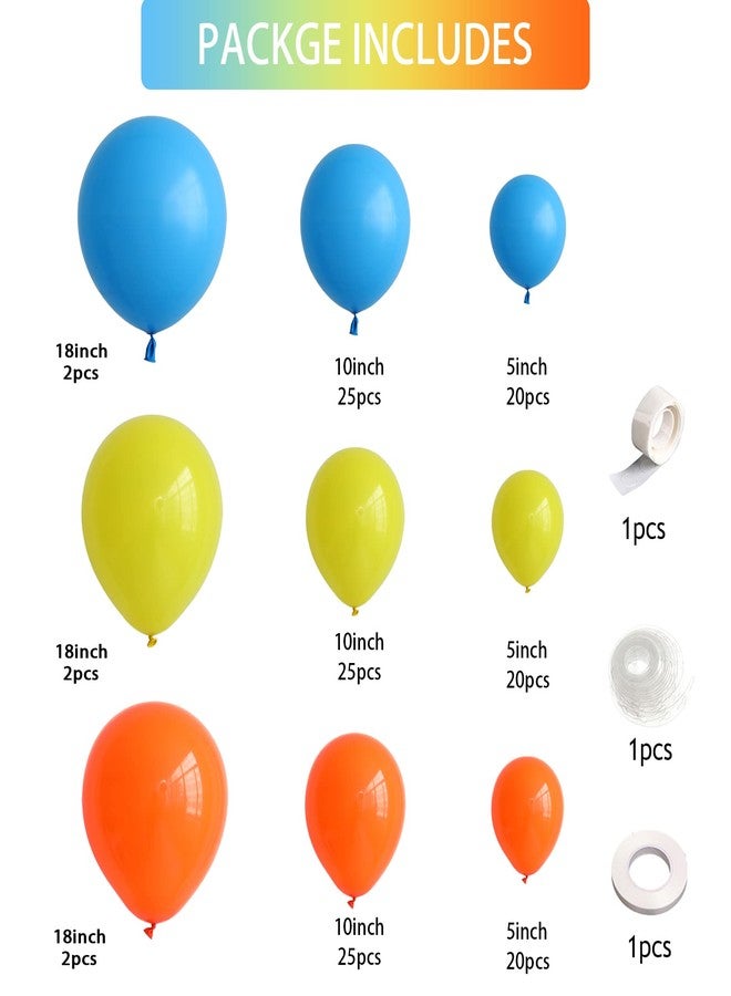 EASUTE Tropical Summer Pool Party Beach Hawaiian Decorations Balloon Arch Kit, 144PCS Blue Yellow Orange Balloons for Luau Birthday Baby Shower Bachelorette Wedding The Big One Surf Party Decorations - Image 2