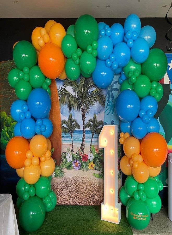 EASUTE Tropical Summer Pool Party Beach Hawaiian Decorations Balloon Arch Kit, 144PCS Blue Yellow Orange Balloons for Luau Birthday Baby Shower Bachelorette Wedding The Big One Surf Party Decorations - Image 5