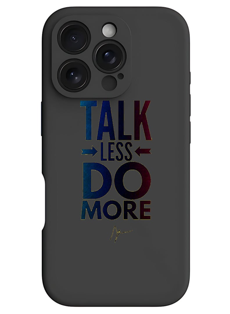 Theodor iPhone 16 Pro Max Black Protective Slim Fit Case Liquid Silicone Cover with Full Body Protection Anti-Scratch Shockproof Case For iPhone - talk less do more - Image 1