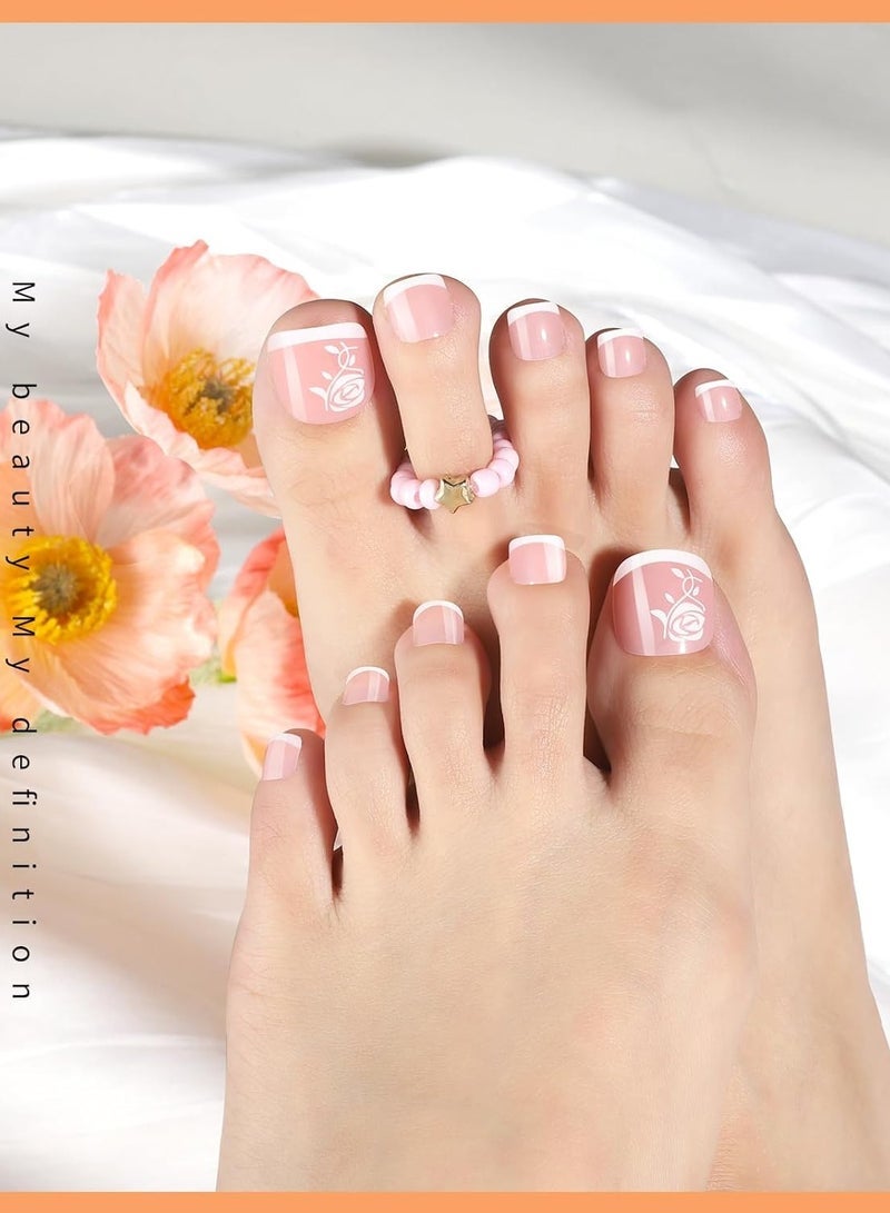 general Manicure Press on Toenails, 24 Colors 576 PCS Press on Toe Nails Short, French Tip Toe Nails Press on, Glitter Press on Toenails, Matte Glossy Press on Toes Nails - Image 5