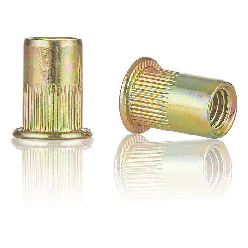 EZ-NUTUL Rivet Nut Installation Tool Set Flat Head Rivnut Threaded Insert Nut Kit SAE & Metric for Metal Heavy Duty Zinc Plated Nutsert (10-24(Rivet Nut-100pcs)) - Image 1