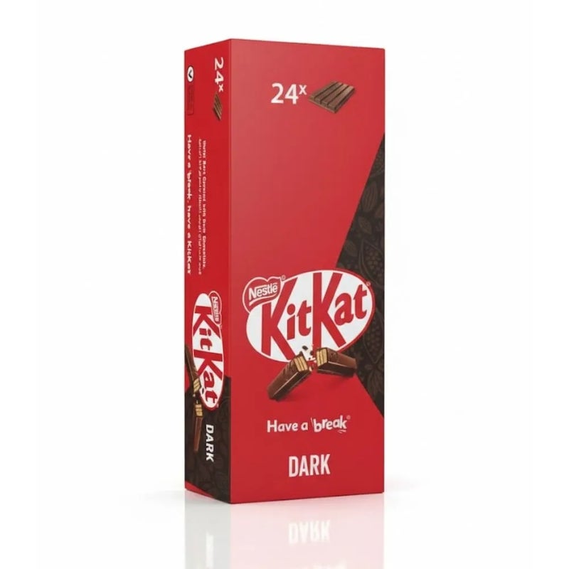 Nestle Kitkat Dark Chocolate 4 Finger Wafer Bars Box- 24 X 37gms