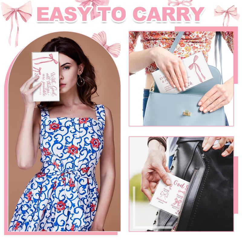 ReliThick 6 Pcs 2026 Pocket Calendar for Purse Monthly Planner Notebook Small Pocket Calendar Journals Notepads Appreciation Present Gift for Women Teacher School Office(Pink Bow) - Image 3