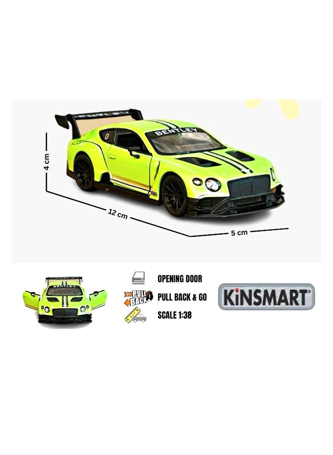 Kinsmart كينسمارت 1:38 سيارة نموذجية من بنتلي كونتيننتال GT3 مصنوعة من المعدن – لعبة سحب للخلف للأطفال وجامعي التحف - Image 4