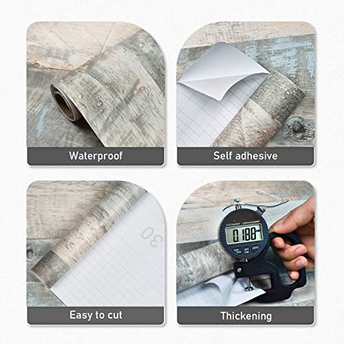Sevalo Wood Contact Paper Shiplap Peel and Stick Wallpaper Wood Grain Contact Paper for Cabinets and Drawers Rustic Self-Adhesive Removable Wallpaper Plank Panel Sticky Paper Desk 15.7inW 197inL - Image 4