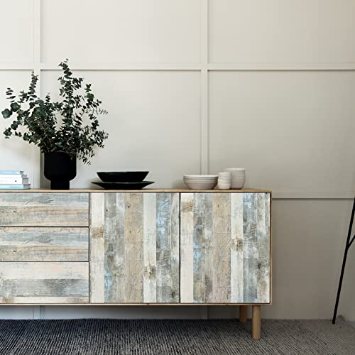 Sevalo Wood Contact Paper Shiplap Peel and Stick Wallpaper Wood Grain Contact Paper for Cabinets and Drawers Rustic Self-Adhesive Removable Wallpaper Plank Panel Sticky Paper Desk 15.7inW 197inL - Image 5