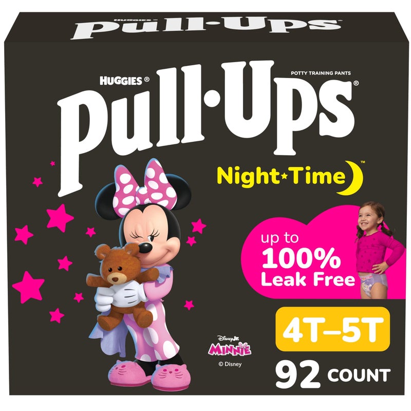 Pull-Ups Girls' Night-Time Potty Training Pants, Size 4T-5T Overnight Training Underwear (38-50 lbs), 92 Ct - Image 1