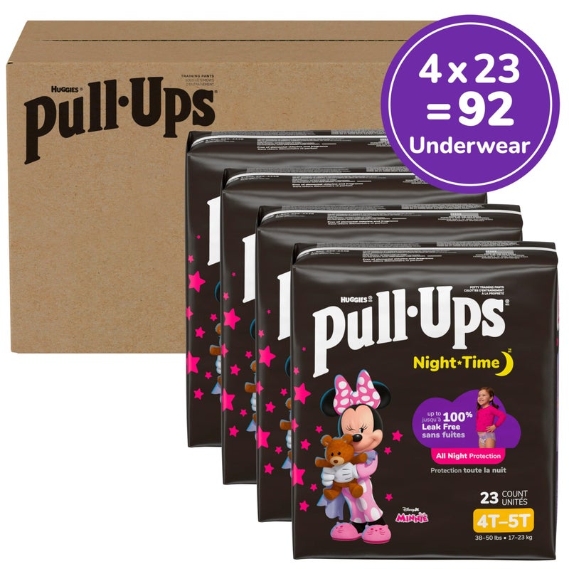 Pull-Ups Girls' Night-Time Potty Training Pants, Size 4T-5T Overnight Training Underwear (38-50 lbs), 92 Ct - Image 2
