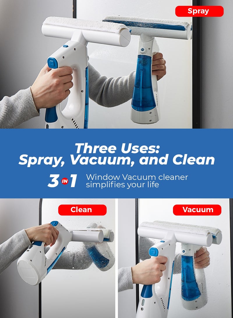 Geepas Cordless Window Vacuum140 ml Water Tank | 3-in-1 Operation, Lightweight and Portable| Perfect for Glass Doors, Tiles Shower Screens Car Windows| 2 Years Warranty Blue and White GWC63065UK - Image 2