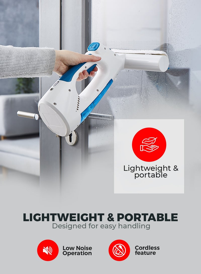 Geepas Cordless Window Vacuum140 ml Water Tank | 3-in-1 Operation, Lightweight and Portable| Perfect for Glass Doors, Tiles Shower Screens Car Windows| 2 Years Warranty Blue and White GWC63065UK - Image 5