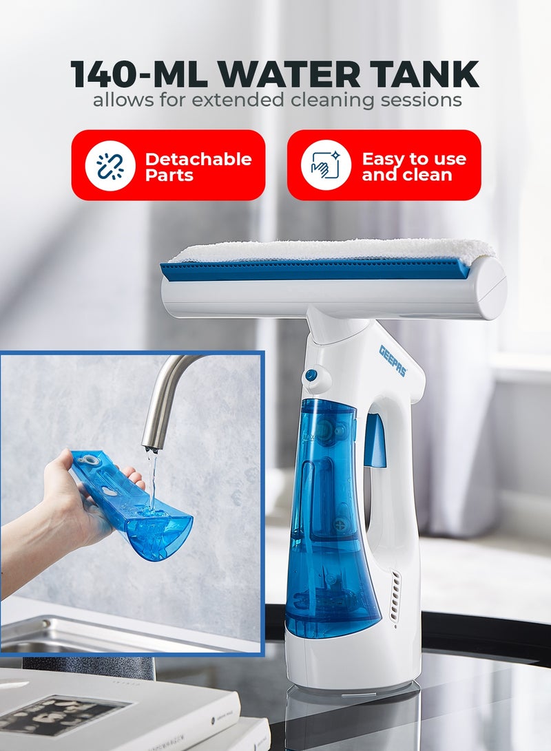 Geepas Cordless Window Vacuum140 ml Water Tank | 3-in-1 Operation, Lightweight and Portable| Perfect for Glass Doors, Tiles Shower Screens Car Windows| 2 Years Warranty Blue and White GWC63065UK - Image 3