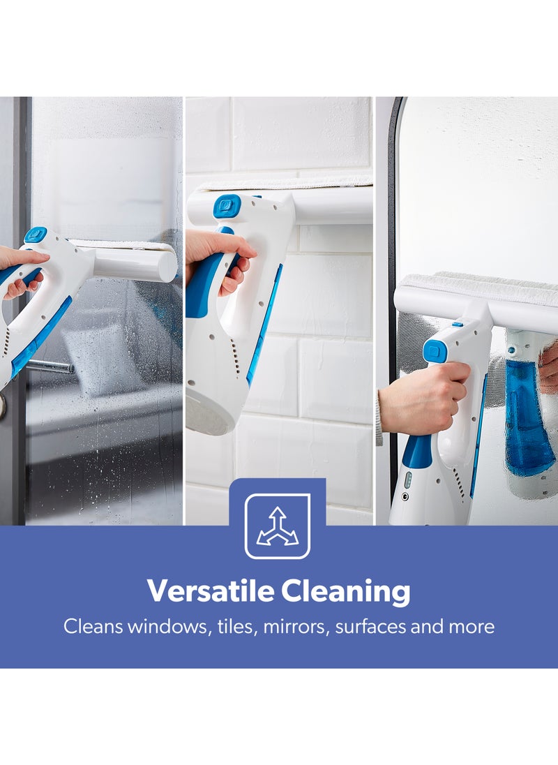 GEEPAS Geepas Cordless Window Vacuum140 ml Water Tank | 3-in-1 Operation, Lightweight and Portable| Perfect for Glass Doors, Tiles Shower Screens Car Windows| 2 Years Warranty Blue and White GWC63065UK  - Image 2