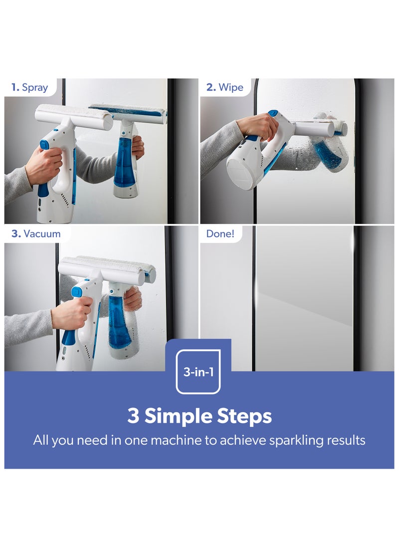GEEPAS Geepas Cordless Window Vacuum140 ml Water Tank | 3-in-1 Operation, Lightweight and Portable| Perfect for Glass Doors, Tiles Shower Screens Car Windows| 2 Years Warranty Blue and White GWC63065UK  - Image 4