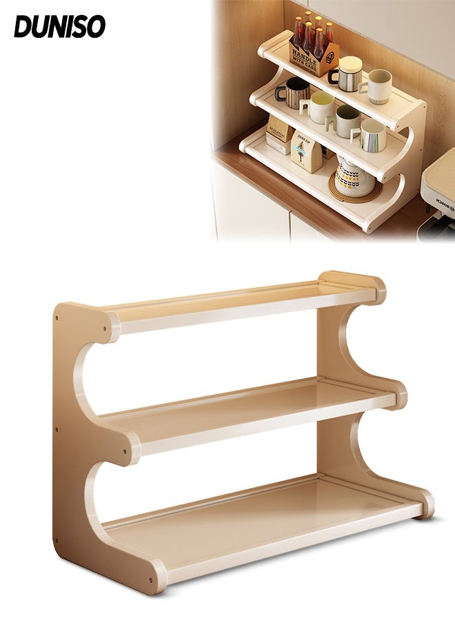 DUNISO 3-Tier Desktop Storage Rack，Multifunctional Desktop Shelf Organizer,Table Top Shelving Display Stand,Sturdy and Durable，for Office Home or School，30cm，White - Image 1