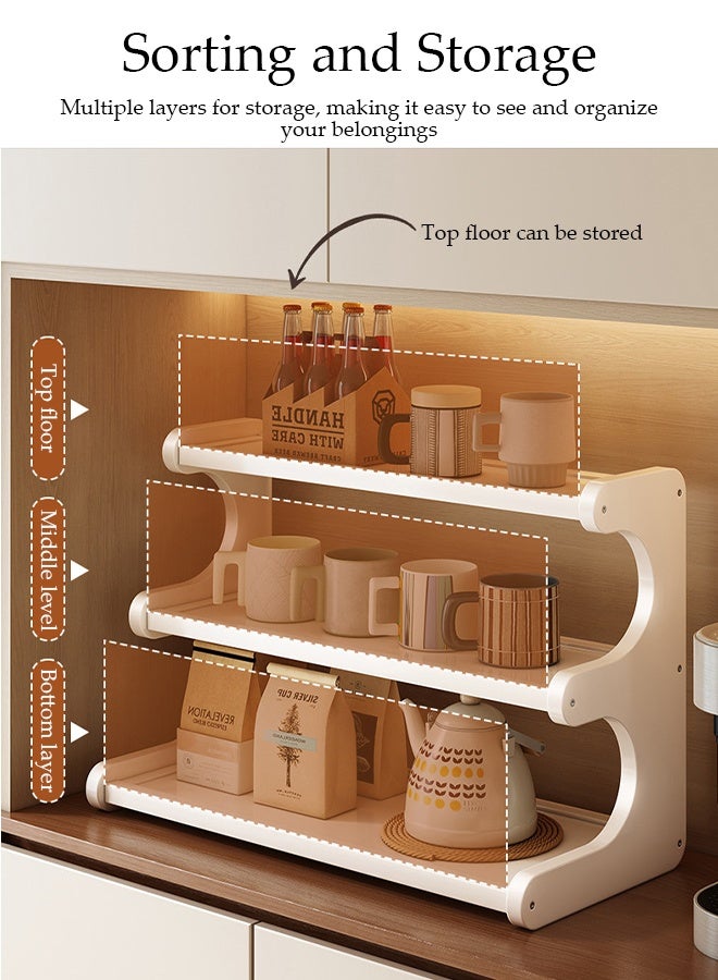 DUNISO 3-Tier Desktop Storage Rack，Multifunctional Desktop Shelf Organizer,Table Top Shelving Display Stand,Sturdy and Durable，for Office Home or School，30cm，White - Image 4