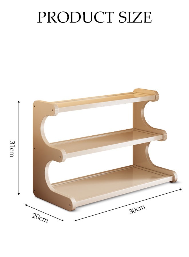 DUNISO 3-Tier Desktop Storage Rack，Multifunctional Desktop Shelf Organizer,Table Top Shelving Display Stand,Sturdy and Durable，for Office Home or School，30cm，White - Image 2
