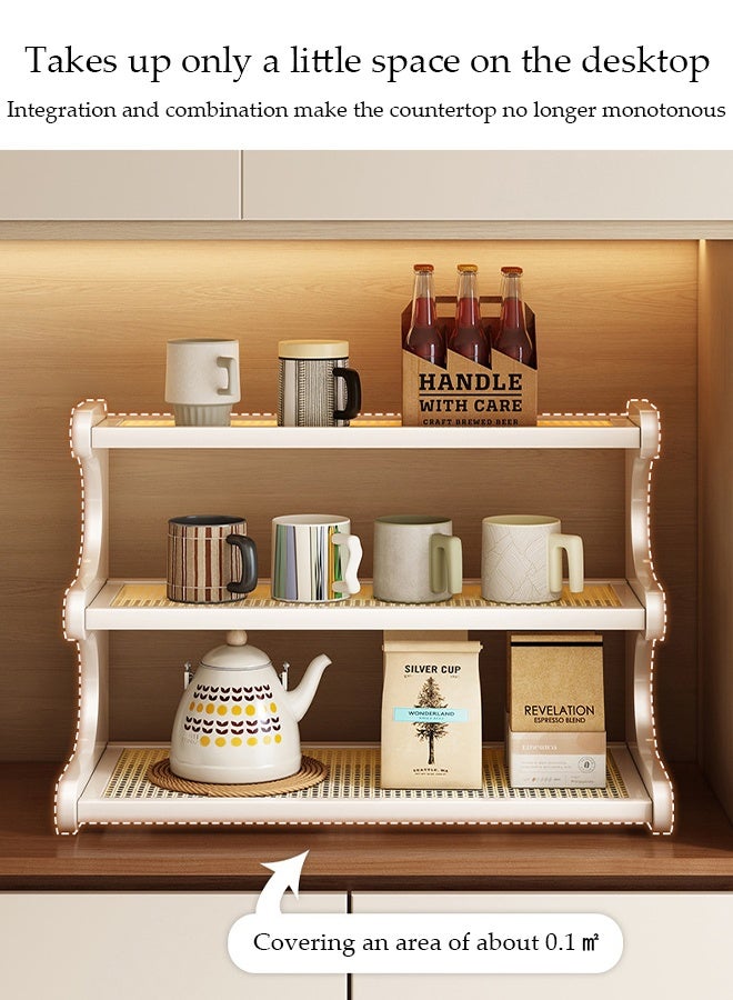 DUNISO 3-Tier Desktop Storage Rack，Multifunctional Desktop Shelf Organizer,Table Top Shelving Display Stand,Sturdy and Durable，for Office Home or School，30cm，White - Image 3