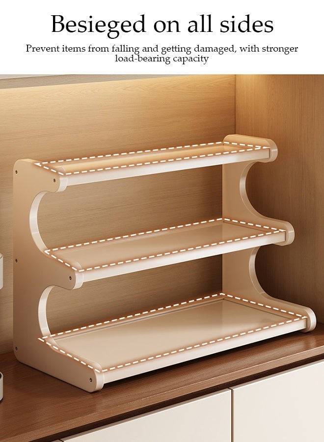 DUNISO 3-Tier Desktop Storage Rack，Multifunctional Desktop Shelf Organizer,Table Top Shelving Display Stand,Sturdy and Durable，for Office Home or School，30cm，White - Image 5