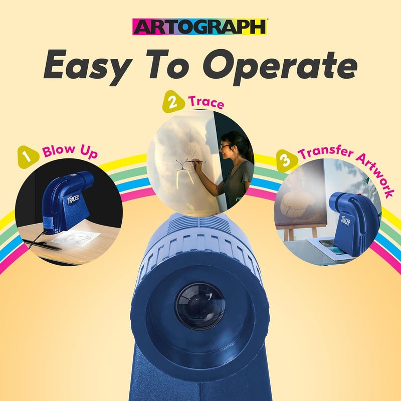 Artograph LED Tracer Opaque Art Projector, 2X to 14X Image & Artwork Enlargement - Portable & Light for Wall Art, Murals, Drawing, Sketching, Pattern Tracing, Crafts and Learning, 5" x 5" Copy Size - Image 3