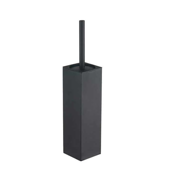 SQUARE TOILET BRUSH WITH HOLDERSTAINLESS STEEL RUBBER PAINTED TOILET BOWL BRUSH AND HOLDER FOR BATHROOM2 CLEANER BRUSH HEADSBLACK