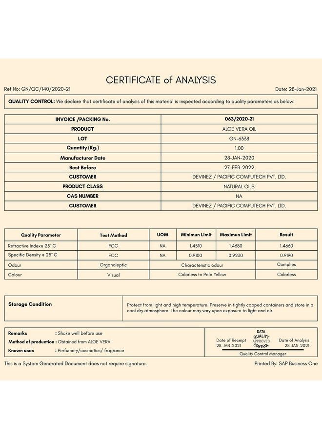 Devinez Aloe Vera Coldpressed Certified Oil 250Ml With Fliptop Cap And Hair Applicator 100% Pure Natural Undiluted Therapeutic Grade For Skin Care Face Acne Scars Hair Care Moisturizer & Dark Circles - Image 4