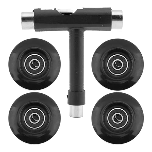 HOUSEEN 4 Pcs Skateboard Wheels with Bearings, Hardness PU 80A Longboard Wheels with Screwdriver & Tool, 55mm Cruiser Wheels & Street Wheels Replacement - Image 1