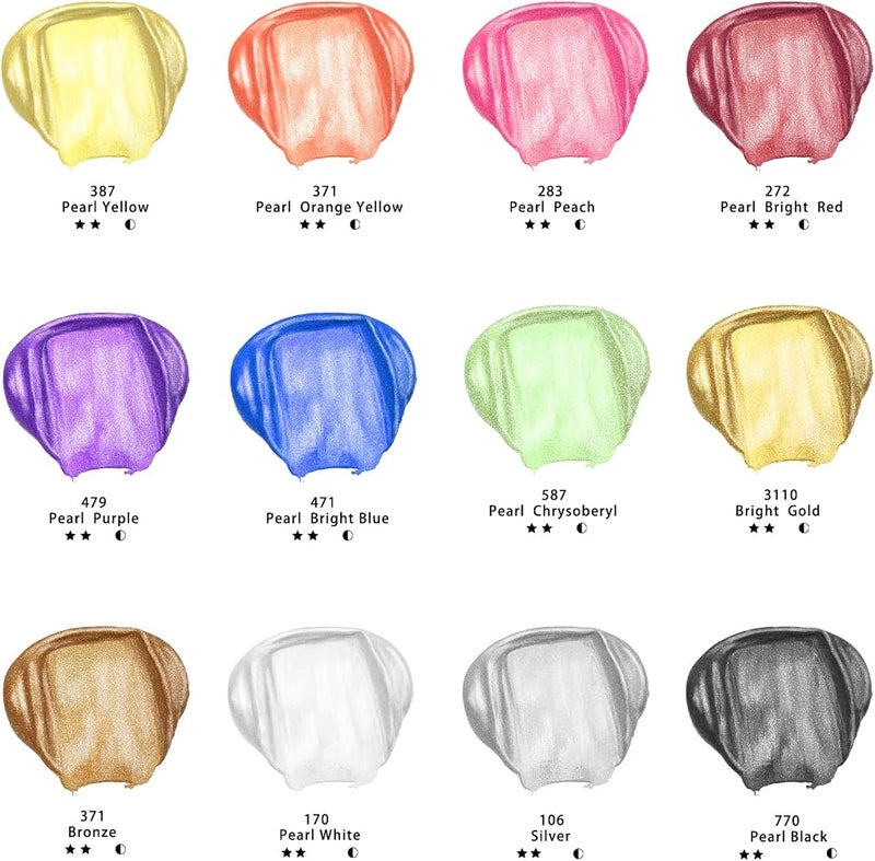 Artecho Acrylic Paint Set of 12 Metallic Colors, 59ml 2oz Art Paint for Canvas Painting, Craft paint Supplies for Rock, Wood, Fabric, Rich Pigments for Professional Artists, Adults, Students, Kids - Image 3