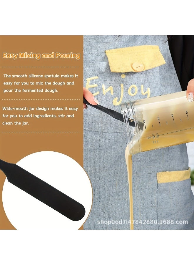 فورتي طقم لتحضير العجين المخمر، برطمان زجاجي للعجين المخمر مع شريط تغذية مُعلّق عليه التاريخ، ميزان حرارة، ملعقة مسطحة، غطاء قماشي وغطاء معدني - لوازم خبز العجين المخمر - Image 3