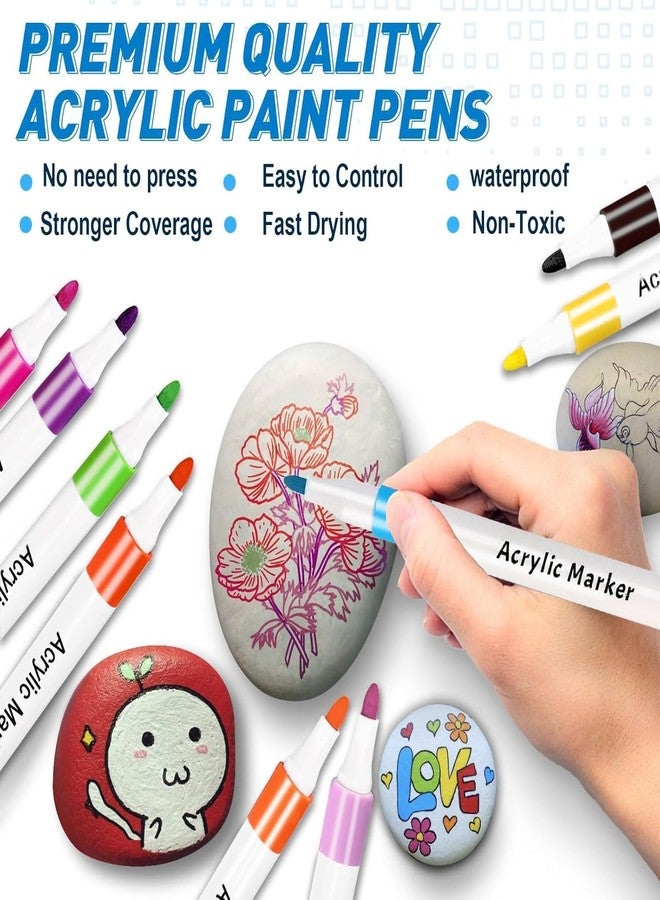 Corslet Acrylic Paint Markers Set of 12 – Acrylic Pens for Painting on Rock, Wood, Glass, Canvas & Ceramic, Vibrant Marker Colour Set for Kids & Artists, Fine & Bold Point Paint Pens for Craft - Image 5