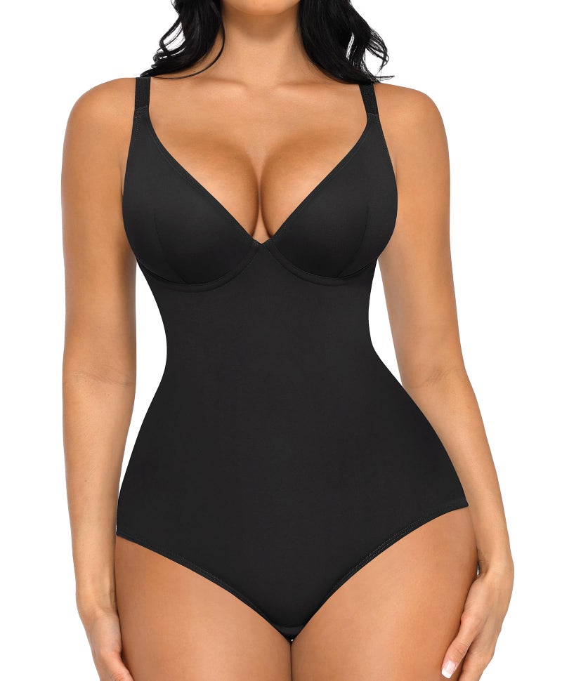 FeelinGirl Shapewear Bodysuit Tummy Control Waist Trainer Deep V Neck Bodysuits for Women Butt Lifter Going Out - Image 1
