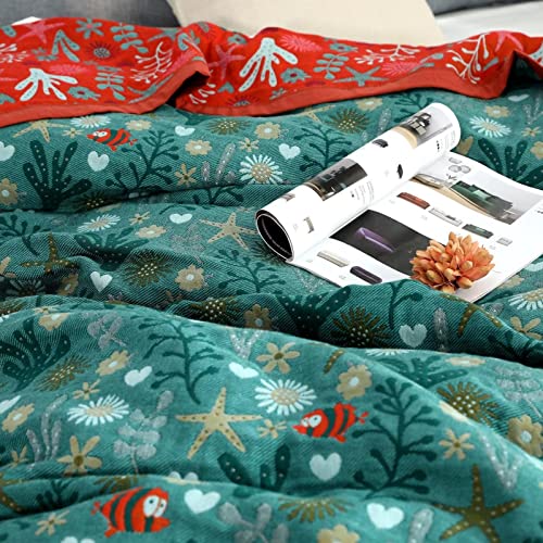 LUTBM Boho Throw Blanket for Bed 100% Cotton Ultra Soft Rustic Quilt Fall Blanket Floral Printed Farmhouse Decor Bed Blankets,60"×80" All Season Rustic Throw for Sofa Couch Chair - Image 5