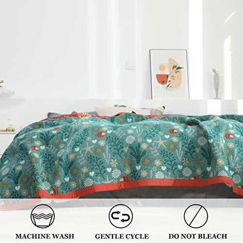 LUTBM Boho Throw Blanket for Bed 100% Cotton Ultra Soft Rustic Quilt Fall Blanket Floral Printed Farmhouse Decor Bed Blankets,60"×80" All Season Rustic Throw for Sofa Couch Chair - Image 4