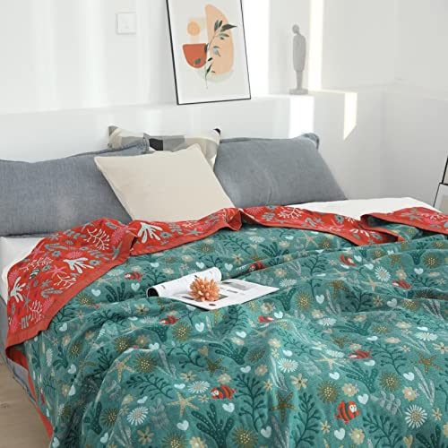 LUTBM Boho Throw Blanket for Bed 100% Cotton Ultra Soft Rustic Quilt Fall Blanket Floral Printed Farmhouse Decor Bed Blankets,60"×80" All Season Rustic Throw for Sofa Couch Chair - Image 3