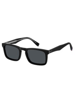 TOMMY HILFIGER Men's UV Protection Rectangular Shape Acetate Sunglasses TH 2068/S GREY 39 - Lens Size: 39.4 Mm - Black  - Image 1