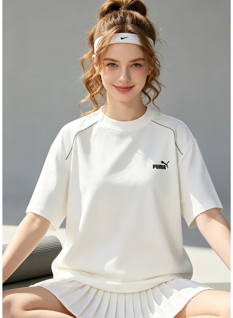 PUMA Men's Relaxed Fit Short Sleeve Crew Neck T-Shirt with Contrast Stitching Detail White - Image 2