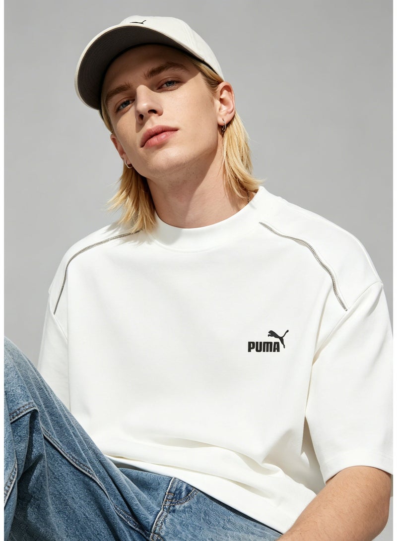 PUMA Men's Relaxed Fit Short Sleeve Crew Neck T-Shirt with Contrast Stitching Detail White - Image 1