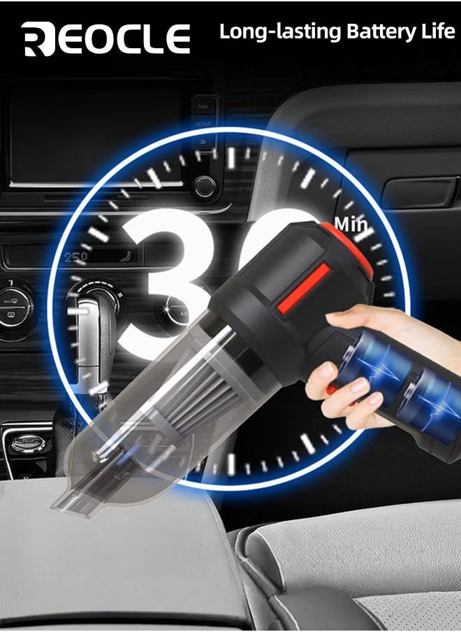 REOCLE Car Air Blower 3-in-1 Computer Vacuum Compressed Air Duster Blower Portable Handheld Vacuum Cleaner Cordless Rechargeable Mini Keyboard Cleaner Kit Electric Spray air can for PC & Laptop - Image 4