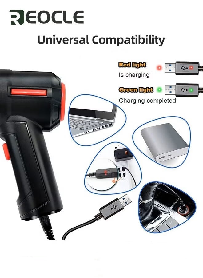 REOCLE Car Air Blower 3-in-1 Computer Vacuum Compressed Air Duster Blower Portable Handheld Vacuum Cleaner Cordless Rechargeable Mini Keyboard Cleaner Kit Electric Spray air can for PC & Laptop - Image 5
