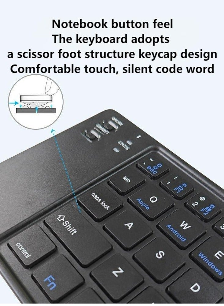 Foldable Bluetooth Keyboard Folding Wireless Portable Keyboard with Numeric Keypad USB-C Rechargeable for iOS Android Windows System Laptop Tablet Smartphone Device - Image 5
