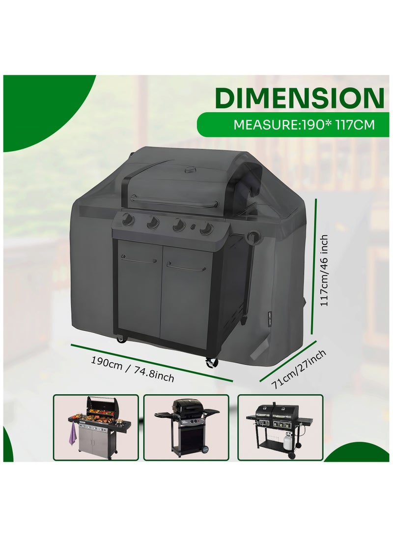 Topify TOPIFY Waterproof Grill Cover Anti Dust Charcoal Electric Barbeque Garden Outdoor BBQ Protective Case Multiple Sizes Black,190 x 71 x 117 cm  - Image 2