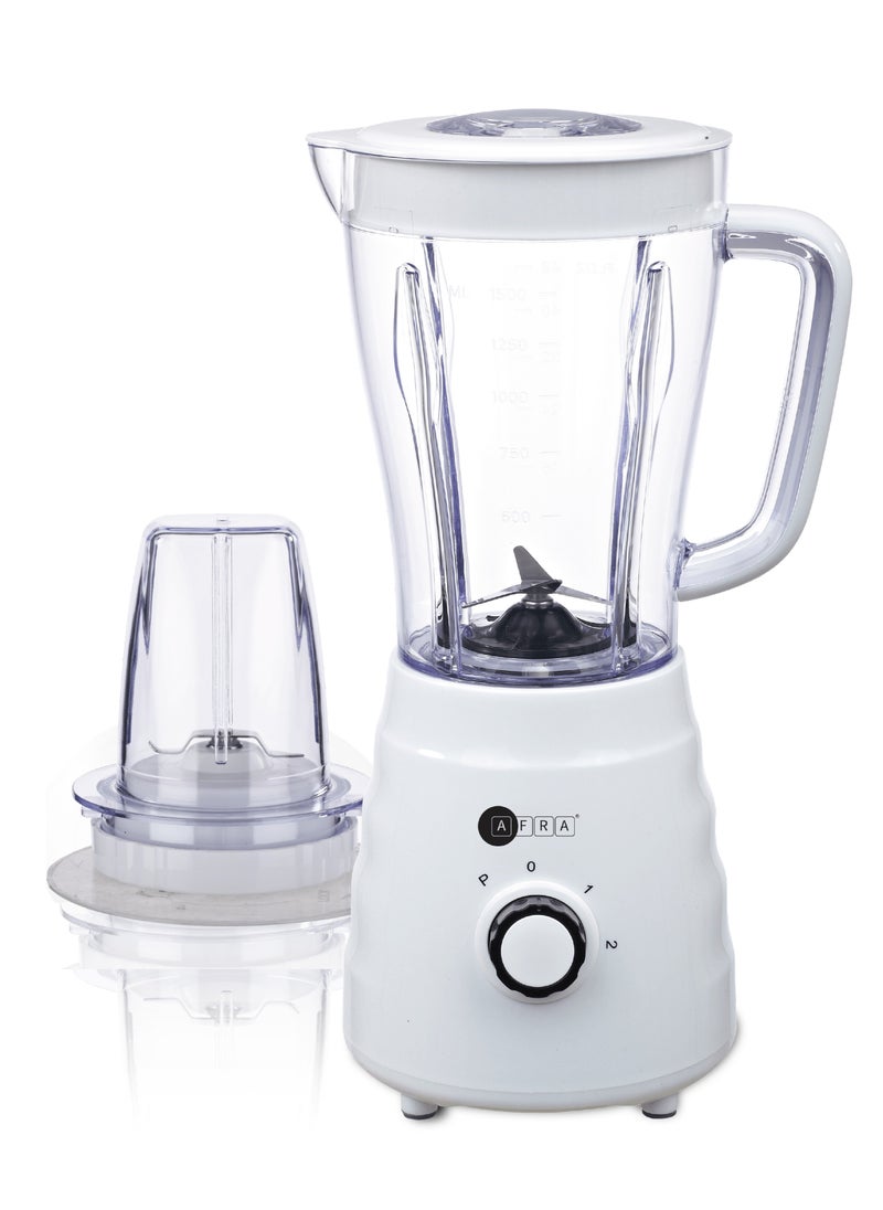AFRA 2-in-1 Blender with Grinder Cup | 1.5L Plastic Jug, Stainless Steel Blade | 2-Speed Control with Pulse | Anti-Slip Feet | 500W | Model AF-500BLWT | Multi-Color | 2-Year Warranty  - Image 2