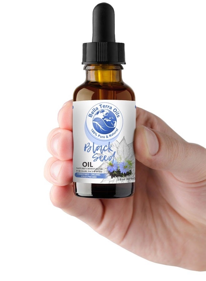Bella Terra Oils Black Seed Oil. 2oz. 100% Pure. Cold-pressed. Unrefined. Organic. Nigella Sativa Black Cumin Oil. Chemical-free. Rich in Antioxidants. Natural Moisturizer for Hair, Skin - Image 4