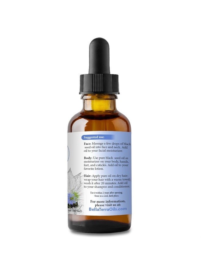 Bella Terra Oils Black Seed Oil. 2oz. 100% Pure. Cold-pressed. Unrefined. Organic. Nigella Sativa Black Cumin Oil. Chemical-free. Rich in Antioxidants. Natural Moisturizer for Hair, Skin - Image 3