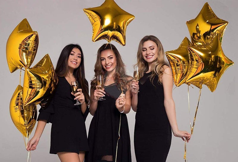 AMFIN® (Pack of 10) 18 Inch Golden Star Shaped foil Balloon With Ribbon/Star shape balloons for decoration birthday balloons for decoration - Golden - Image 5