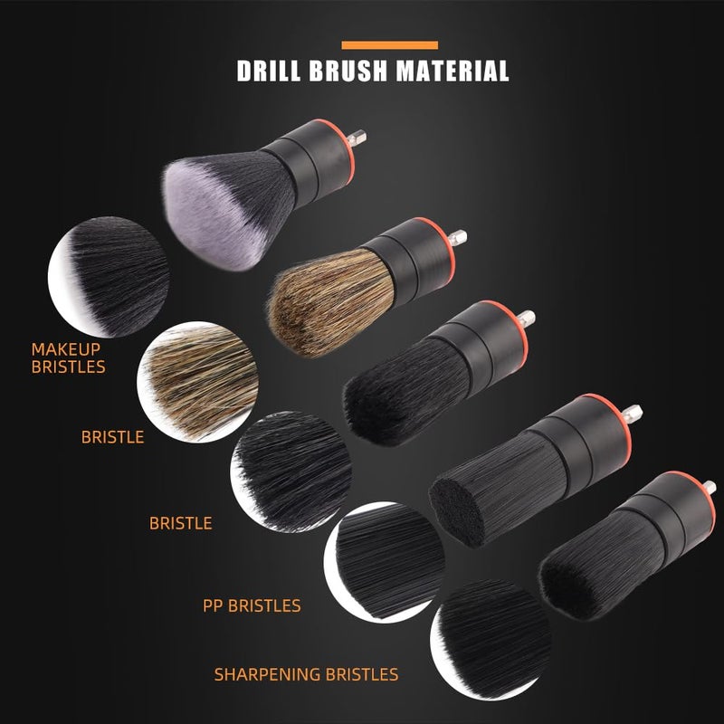 SPTA Drill Brush Attachment, 5 Pcs Mixed Hair Drill Brush Head Set, Auto Detail Set, Replacement Car Detail for Cleaning Interior or Exterior, Used on Electric, Electric Driver - Image 3