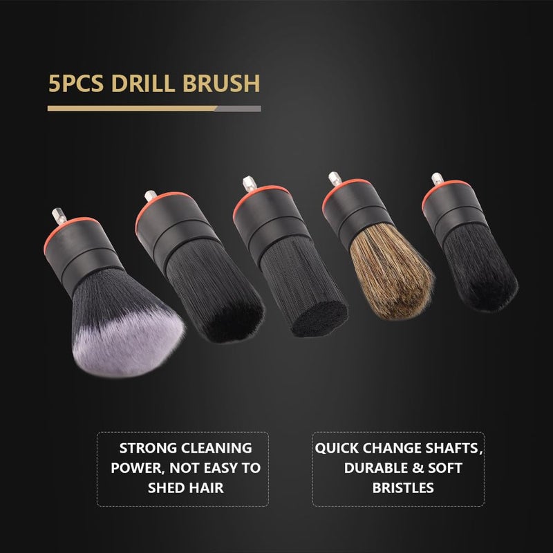 SPTA Drill Brush Attachment, 5 Pcs Mixed Hair Drill Brush Head Set, Auto Detail Set, Replacement Car Detail for Cleaning Interior or Exterior, Used on Electric, Electric Driver - Image 4