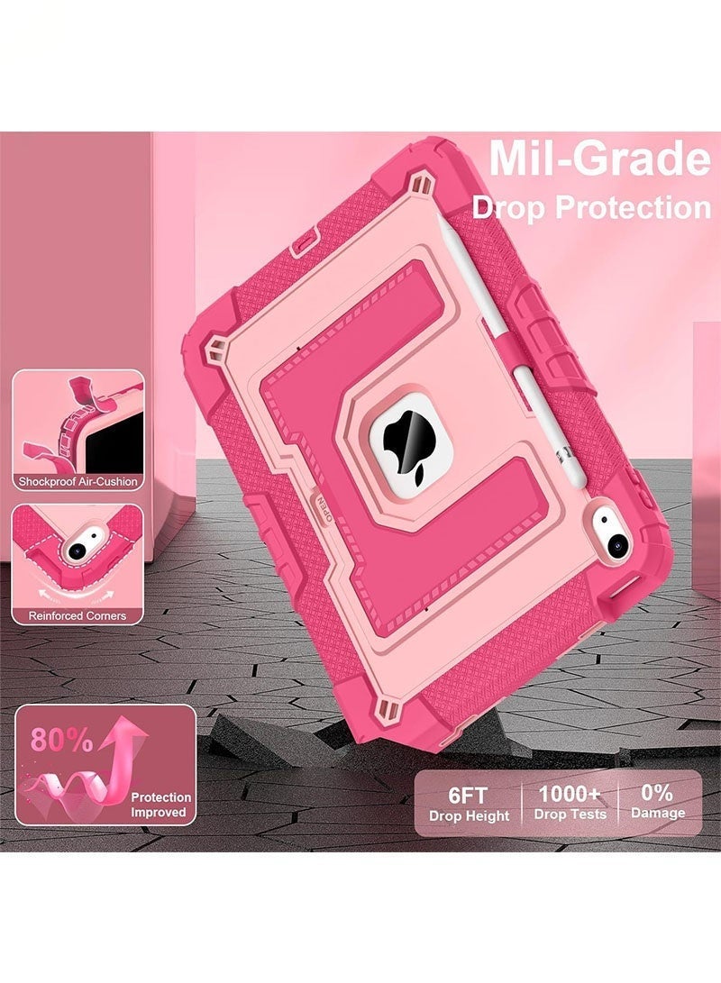 Case for iPad 10th Generation 10.9 Inch 2022, iPad (A16) 11th Generation 11 Inch 2025,  Heavy Shell Design Cover with Large Kickstand Pen Holder Shoulder Strap (Rose Pink )Case for iPad 10th Generation 10.9 Inch 2022, iPad (A16) 11th Generation 11 Inch 2025,  Heavy Shell Design Cover with Large Kickstand Pen Holder Shoulder Strap (Rose Pink ) - Image 4