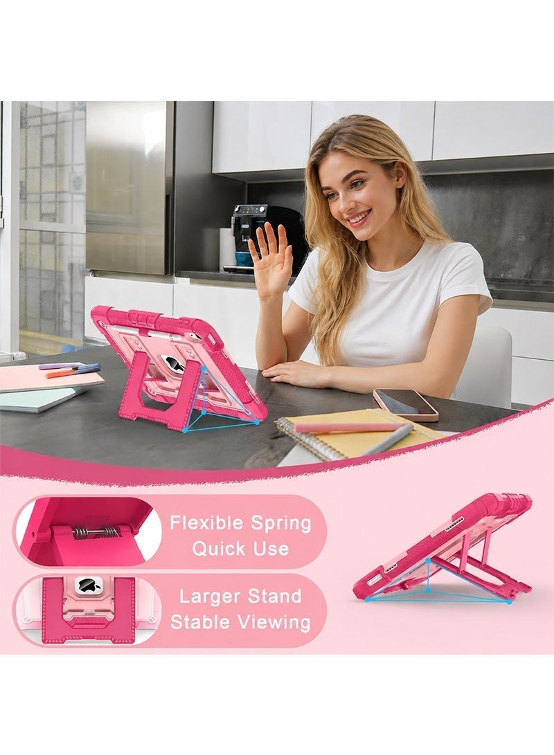 Case for iPad 10th Generation 10.9 Inch 2022, iPad (A16) 11th Generation 11 Inch 2025,  Heavy Shell Design Cover with Large Kickstand Pen Holder Shoulder Strap (Rose Pink )Case for iPad 10th Generation 10.9 Inch 2022, iPad (A16) 11th Generation 11 Inch 2025,  Heavy Shell Design Cover with Large Kickstand Pen Holder Shoulder Strap (Rose Pink ) - Image 2