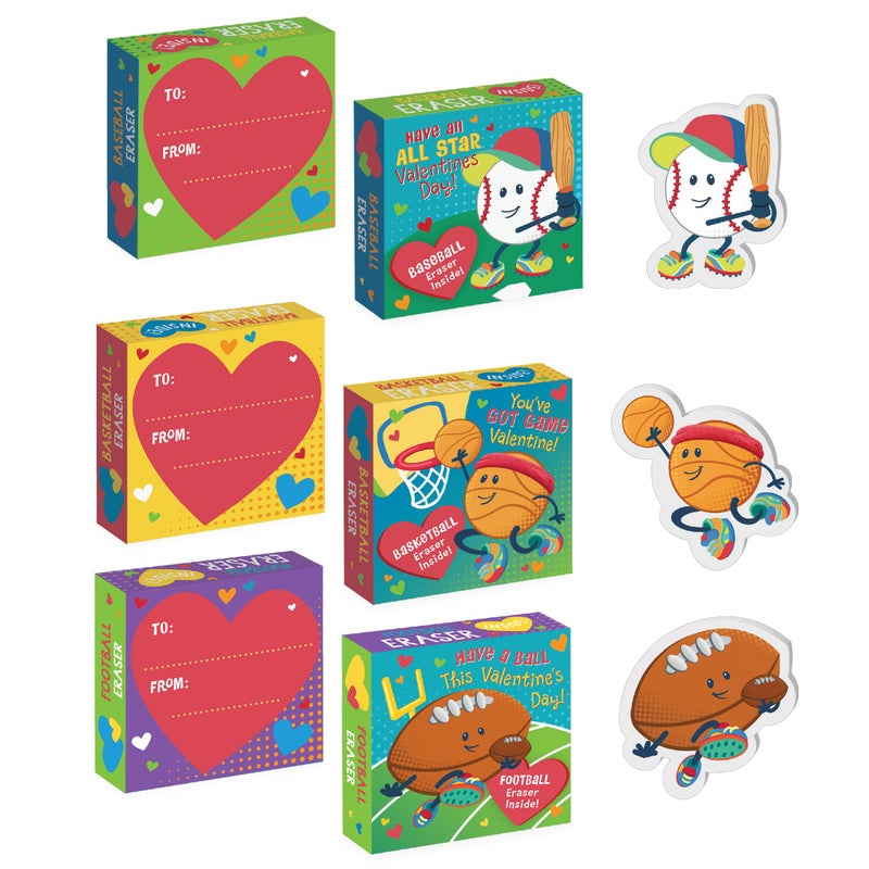 Peaceable Kingdom Valentines Box for Kids Valentines Day Box Kit for Valentines Cards for Kids Classroom Sports Eraser Valentines - Image 3